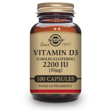 SOLGAR Vitamina D3 2200 UI (55microgramos) (Colecalciferol) 100 cápsulas Vegetales