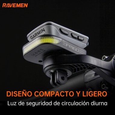 RAVEMEN FR160 LUZ DELANTERA BICICLETA COMPATIBLE GARMIN