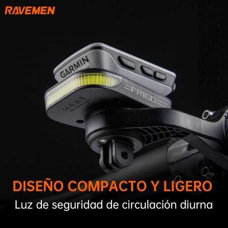 RAVEMEN FR160 LUZ DELANTERA BICICLETA COMPATIBLE GARMIN