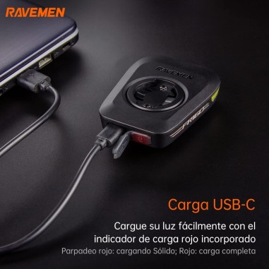 RAVEMEN FR160 LUZ DELANTERA BICICLETA COMPATIBLE GARMIN